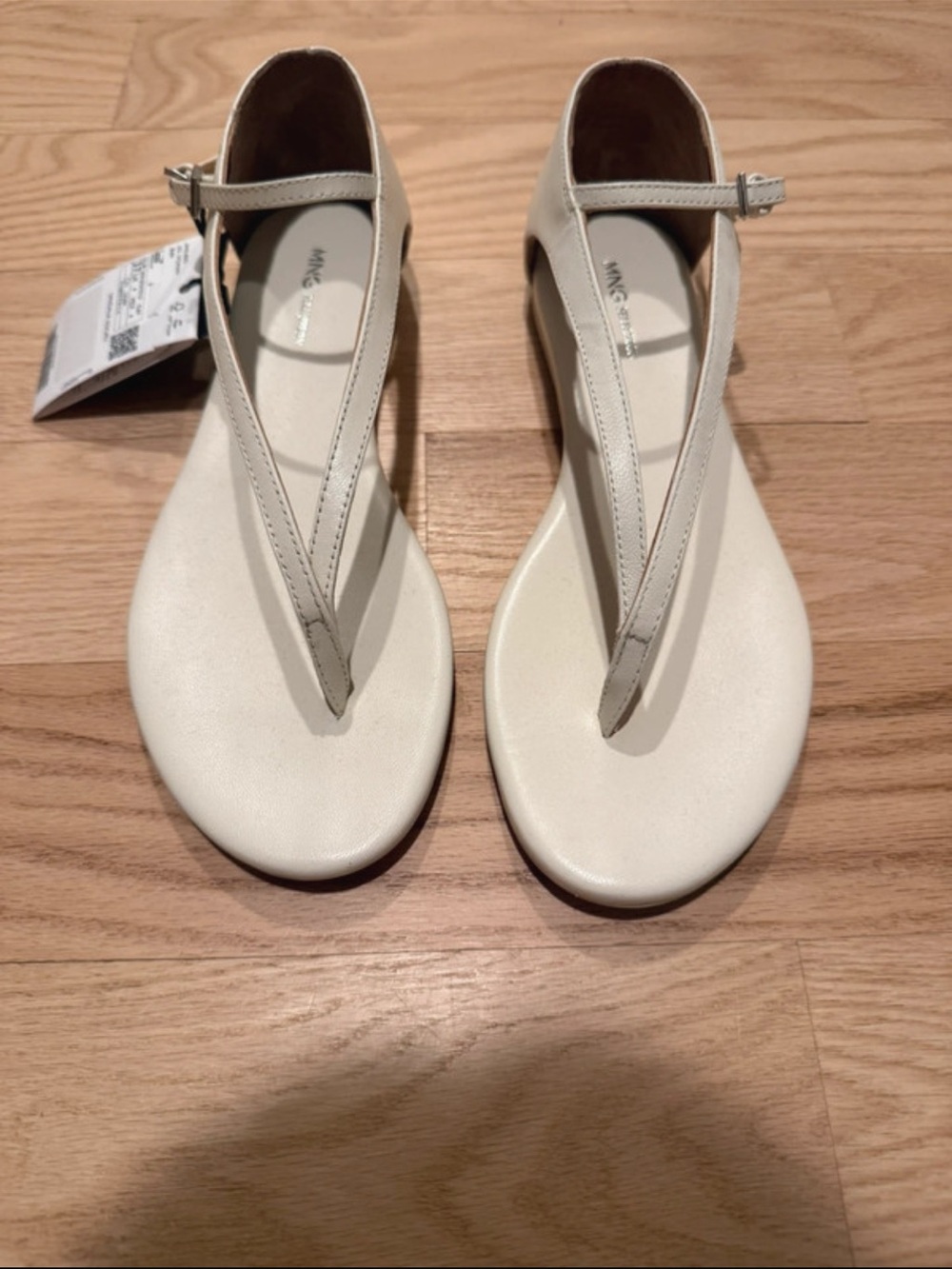 Mango Cream T‑Strap Ankle‑Strap Sandals